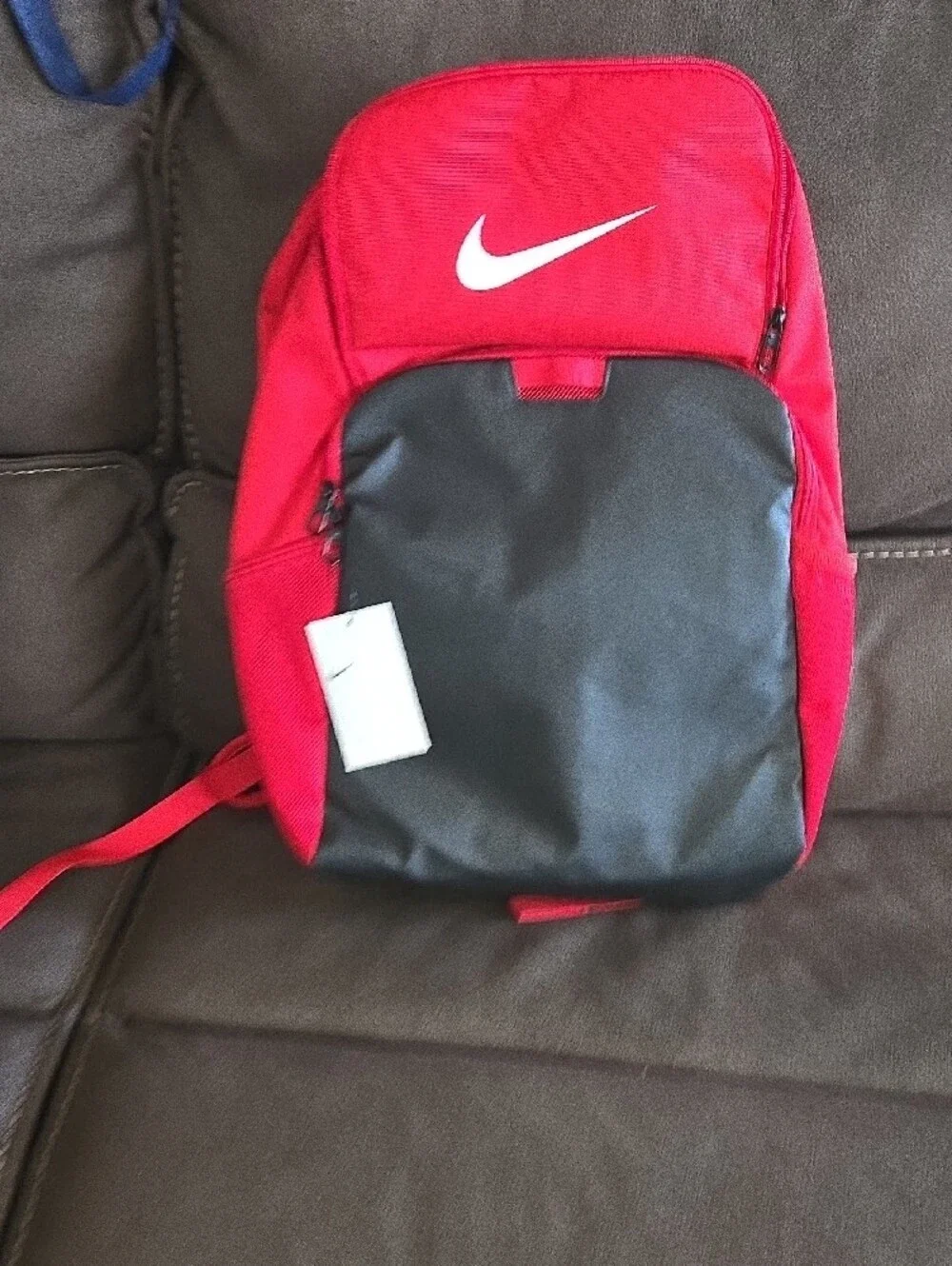 Nike Red and Gray Men's Backpack with White Swoosh